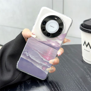 Huawei Mate70Pro Wind Bell Purple Phone Case Female Style Transparent Protective Anti-Fall Cover Pura70Pro Simple New Model