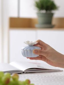 Non-Heritage Ceramic Hand-Pinching Flower Jewelry Storage Jar Ornament Ring Storage Creative Home Girl Gift