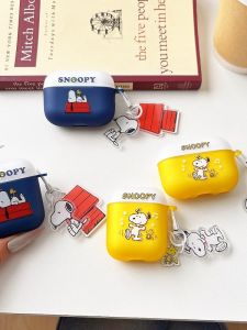 Matte Finish AirPods4/4 Pro2/Pro Protective Case Simple Color Collision Spray Snoopy 123 Anti-Fall Bluetooth Protection Cover