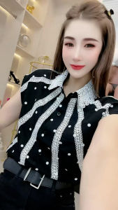 Áo Thun Polo Không Tay Kiểu Pháp Cho Nữ Mùa Hè Mới Thiết Kế Cảm Giác Khối Lượng Lớn Viền Ren Kiểu Pháp Tay Ngắn Thường Ngày