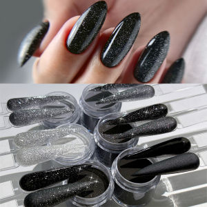 Bộ 6 Hộp Bột Nhũ Acrylic Trắng Đen 0.35 Oz 3 Trong 1 Dùng Cho Móng Tay Khắc Nhúng Trang Trí Nail