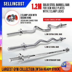 SellinCost 1.2M 1.5M 1.8M 2.2M Barbell Bar Weight Lifting Barbell Bar Straight Bar | Ez Curl Bar | Extra Curl Bar For 3cm Hole Plate Pole Dumbbell Bar 1.2 Meter 120cm Straight Pole Dumbbell Bar Rod With Clamp Lock Shoulder Protection Pad BSP SBB 实心钢制杠铃杆