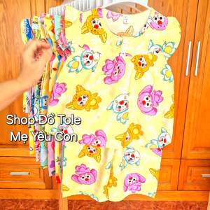 Bộ lửng bé gái Size 12 (31 - 33kg) Tole/lanh 2 da loại 1 có nút cài trước cổ áo. Được chọn mẫu.