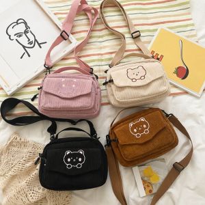 Cute Girl Canvas Bag Ins Small Crossbody Bag Female Student Solid Colour Simple Adjustable Strap Shoulder Bag Daily WomenS Bag