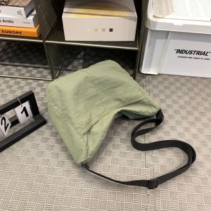 2025 New Fashionable Folded Street Style Mens Shoulder Bag Pure Color Commuter Crossbody Bag Casual Large Capacity Trendy