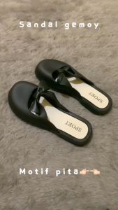 OKAIDO Sandal Mules Selop Wanita Cewek Perempuan Pita Gaya Fashion Korea Style Nyaman Kekinian
