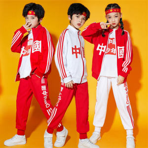 เสื้อสเวตเตอร์ฮู้ดแบบสวมศีรษะสำหรับเด็ก ชุดวิ่งจั๊มบ็อกซิ่งสไตล์แจ๊ส ชุดการแสดงนักเรียน ชุดนักเรียนฤดูใบไม้ผลิ ชุดทีม