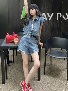 YiYi Mirror Lounge Summer Collection 2023 Chic Cotton Tea System Matching Slimming Shorts Suit for Women