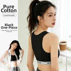 BEILAIFEN | Shock Absorbing Cotton Gathering Sports Bra Wire-Free