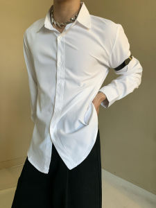 American Casual Pure Color Long Sleeve Shirt Men Women Neutral Style High End Feeling Elegant Drape Base Shirt Youth Popular