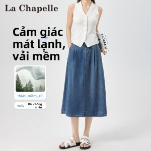La Chapelle | Chân Váy Jean Tencel Cao eo A-Line Độ Dài Trung Bình