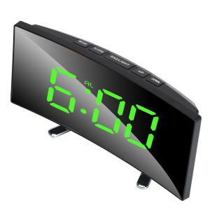 Curved Dimmable Mirror Clock Home Decors For Kids Bedroom 7 Inch Large Number Table Clock LED Screen Digital Alarm Clock