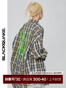 Blackquake Original Design Long Sleeve Color Woven Print 3D Foam Plaid Shirt Loose Fit Pure Cotton Womens Fashion Shirt