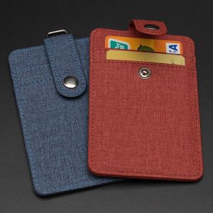Neck Hanging Card Holder with Strap Multi-card Slots Business Card Organizer Anti-loss Leather ID Case
