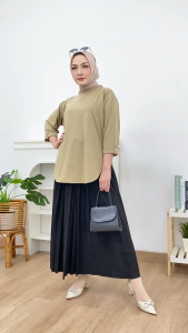 MEIKO Atasan Wanita Kaos Polos Daily Lengan 3/4