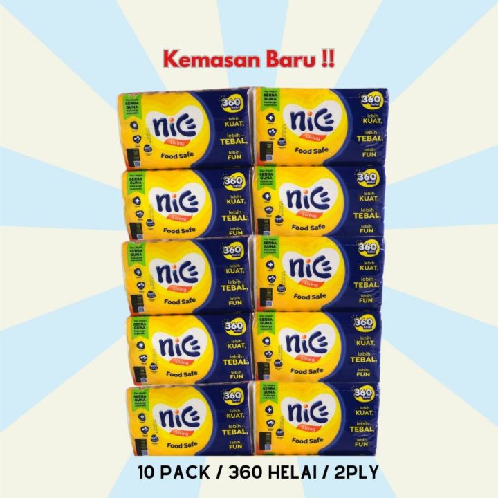 10pack Tisu wajah Nice 360lembar 2ply tusu murah kemasan baru | Lazada