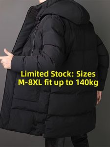 Paul Casual plus Size down Cotton Jacket Mens Warm Hooded Coat Mid-Length Slim Winter Clothes Outerwear Fashion Urban Style