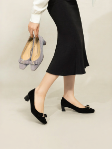 Giày Đơn Elegance Thời Trang Cho Nữ Gót Sần