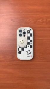 MOJOSKINS Slide Window Chequered Smiley Case iP Cute Casing For iP 14 ProMax 13 12 11 X Camera Protection Case iP