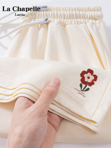 กางเกงกีฬา La Chapelle ทรงตรง ความยาวครึ่งแข้ง ผ้าฝ้าย 100% ทรงเข้ารูป สไตล์ฤดูร้อน 2025 กางเกงขายาวทรงตรงสำหรับผู้หญิง