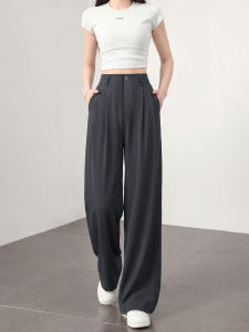 XIANYIJIAO | Slim High Waist Trousers Light Summer Flowy Straight Leg