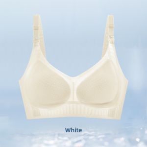 Miiow | Ice Silk Nursing Bra Womens Thin Seamless Breathable Underwear No Wire Comfortable Summer Design Full Cup V-Neck Fixed Straps