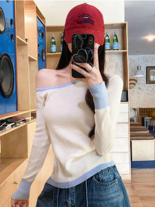 เสื้อสเวตเตอร์ถักคอตั้งไหล่สไตล์ฝรั่งเศส แขนยาว ทรงสลิมฟิต ทรงเข้ารูป เสื้อชั้นใน แฟชั่นฤดูใบไม้ร่วง 2025