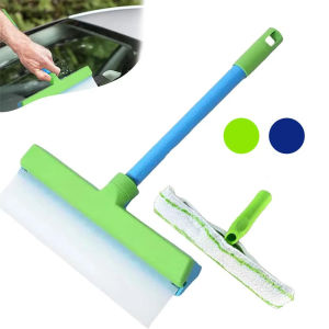 3in1 Cleaning Kit T Bar 30cm Short Handle Silicone Glass Cleaning Wiper Car Household Bathroom Glass Mirror Window Door Squeegee