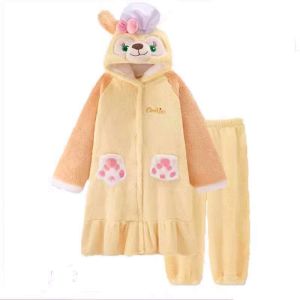 Áo Choàng Ngủ Bằng Vải Nhung San Hô Dày Cho Nữ Mùa Thu Đông Dài Đến Sàn Dễ Thương Bộ Đồ Ngủ Mặc Nhà Áo Choàng Cho Trẻ Em