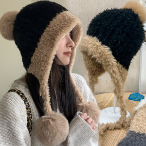 ฝาครอบป้องกันหูกำมะหยี่หนาออกแบบเส้นรอบวงศีรษะใหญ่หมวกอบอุ่นฤดูหนาวขี่จักรยานกลางแจ้งเครื่องประดับแฟชั่นระบายความร้อน