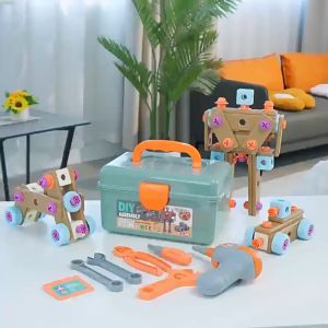 Adida Toys 147Pcs Mainan Toolbox Set 3D DIY Brick Baut Puzzle Koper Sekrup Pakit Bongkar Mainan