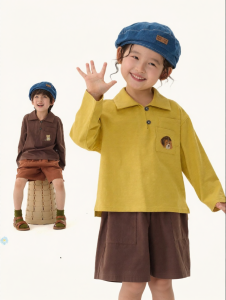 Q21 | Embroidered Cotton Linen Hemp Blend Breathable Long Sleeve Childrens Shirt