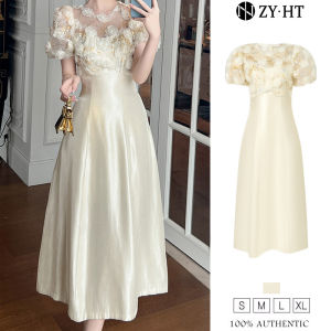 ZYHT EraVogue Womens Dress Cream Dress A-Shape Dresses Satin Dresses Work Dresses Hi-So Dresses Vintage Dresses Dress Party Evening Dresses 21391