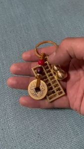 （已開光）feng shui Lucky Keychain 招财金貔貅算盘葫芦钥匙扣 貔貅 算盘 葫芦 纯黄铜风水招财聚宝挂件 八方聚财 财源滚滚 （送朱砂）