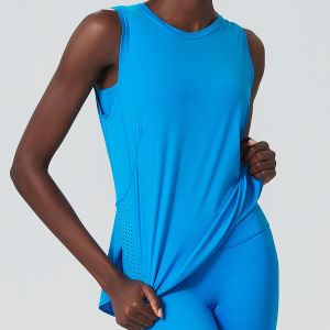 Ice Skin Yoga Clothes Womens Sleeveless Fitness Tank Top Breathable Loose Sports Top Quick Dry Gym Vest Cup Cover