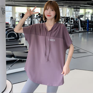 Hooded Sports Blouse Women Quick-Drying Breathable T-shirt Running Fitness Clothes plus Size Summer Thin Short-Sleeved Yoga Jacket