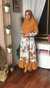 anozza kombinasi gamis monalisa plus hijab syari ceruty fashion muslim wanita