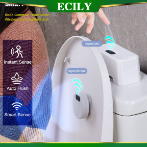 ECILY Automatic Toilet Flush Button Induction Toilet Flusher External Infrared Flush Smart Home Kit Smart Toilet Flushing Sensor