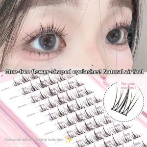 Adhesive Free Invisible Double Pointed Sunflower Style Lightweight Fake Eyelashes