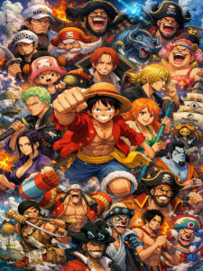 Bandai | Oil Painting One Piece Japanese Anime By Numbers Home Decor Modern Wall Decor for Living Room Bedroom Perfect Gift No Frame