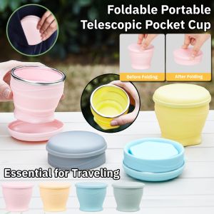[Food Grade] Foldable Portable Telescopic Pocket Cup Travel Collapsible Cup Silicone Water Mug Flexible Drinkware