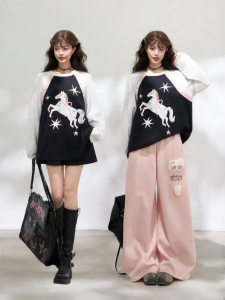 KEIKO | Pony Print Raglan Sleeve Sports Leisure Thin Sweater T-shirt