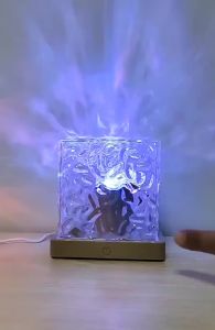 Newest 16 Colors Dynamic Water Ripples/Aurora Night Light Projection Lamp Flame Crystal Lamp USB Power Table Nightlight Decor
