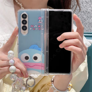 Ultra-Thin Flip Cover Sunglasses Holder for Samsung ZFold345 Phones Full Protection Creative Cartoon Cute Design Shockproof Transparent