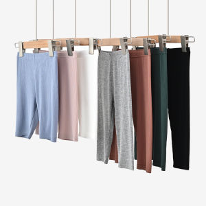 Girls Ice Silk Modal Elastic Shorts Five to Seven Length Summer Style Casual mid Waist Open Crotch Pants Childrens Clothing