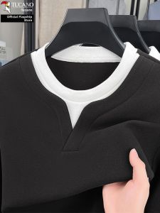 TUCANO | Autumn and Spring New Faux Two-Piece Contrast Long Sleeve T-Shirt Hoodie