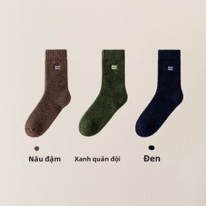 MiiOW | Tất lông cừu dày cho nam MiiOW XZ-YM071 mùa đông 2024 Tất ống dài vừa phải dày dặn ấm áp thoải mái thoáng khí