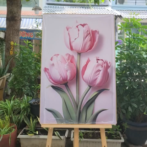 Tranh Gỗ Tráng Gương Treo Tường - Tranh Bình Hoa Lá Siêu Rẻ Đẹp