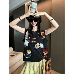 SUOSHE | 3D Cartoon Print Backless Oversized T-shirt