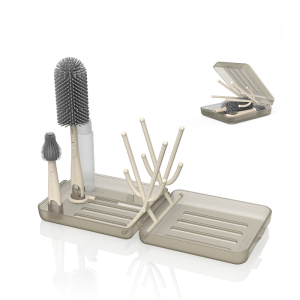 Portable Silicone Baby Bottle Brush Travel Set Milk Bottle Cleaning Straw Drying Rack Silicone Brush for Infants And Toddlers